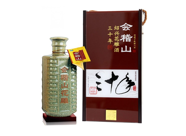杭州会稽山黄酒回收会稽山三十年绍兴花雕酒30年木盒装2.5L黄酒